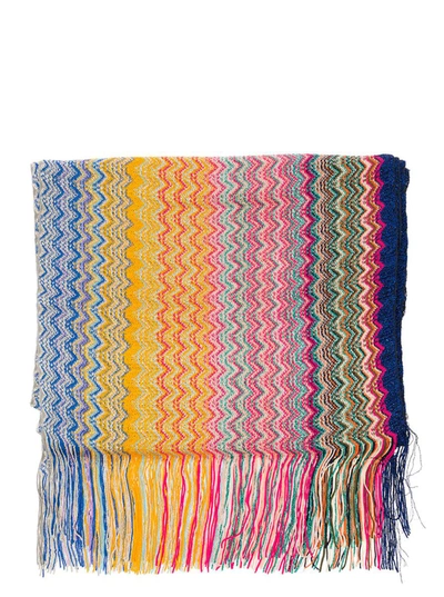 MISSONI MULTICOLOR SCARF WITH ZIGZAG MOTIF IN VISCOSE BLEND WOMAN