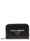 DOLCE & GABBANA BLACK CARD-HOLDER WITH ZIP AND LOGO PRINT IN LEATHER MAN