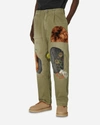 Kapital Katsuragi Tapered Appliquéd Distressed Cotton-twill Trousers In Green