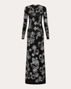 Rabanne Sequin-stars Long-sleeve Maxi Dress In Black