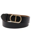 TWINSET BLACK AND BROWN REVERSIBLE BELT WITH OVAL T BUCKLE IN VEGAN LEATHER WOMAN