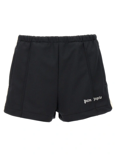 Palm Angels Logo Embroidered Track Shorts In Black Off White