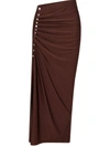 Rabanne Asymmetric High-waist Maxi Skirt In Brown