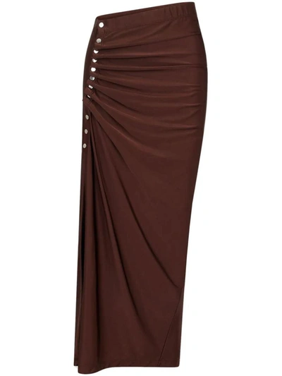 Rabanne Asymmetric High-waist Maxi Skirt In Brown