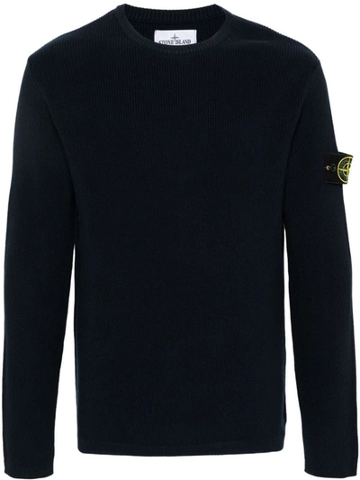Stone Island Round Neck Sweater Clothing In Blue