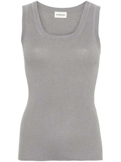 P.a.r.o.s.h. Ribbed-knit Tank Top In Grigio Melange Chiar