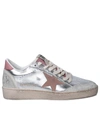 GOLDEN GOOSE GOLDEN GOOSE 'BALL STAR' SILVER LEATHER SNEAKERS