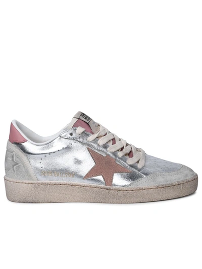 Golden Goose Ball Star Sneakers In Silver Suede And Leather