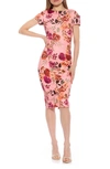 Alexia Admor Crysta Stretch Sheath Dress In Pink Garden
