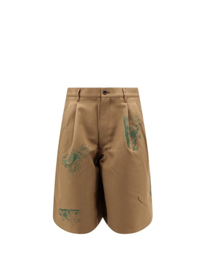 Comme Des Garçons Nylon Bermuda Shorts With Colored Print In Brown