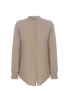 Fay Vegan Linen Shirt With Mandarin Collar In Beige