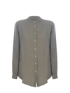 Fay Classic Button-down Linen Shirt With Mandarin Collar In Green