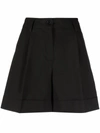P.a.r.o.s.h Pleated Cuff Shorts With Side And Rear Pockets In Nero