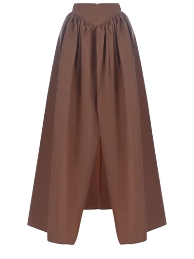 Pinko Gathered High-waisted Skirt In Brown
