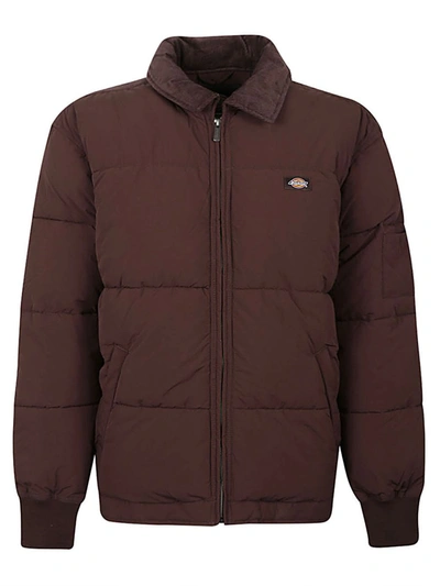 Dickies Overbrook Eisenhower Full Zip Down Jacket In Brown