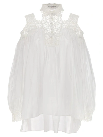 Ermanno Scervino Blousa Shirt In Bright White/ottico