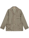 Gucci Gg Supreme Print Silk Jacket In Beige