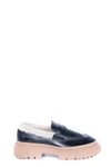 Hogan H629 Black Patent Leather Moccasins In Black