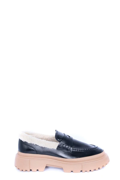 Hogan Loafer With Faux Fur Details In Black