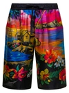Dolce & Gabbana Bermuda Shorts With Sunset Print In Red