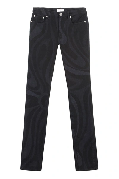 Pucci Marmo-print Staight-leg Trousers In Black