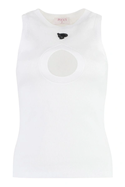 Pucci Cotton Tank Top In White