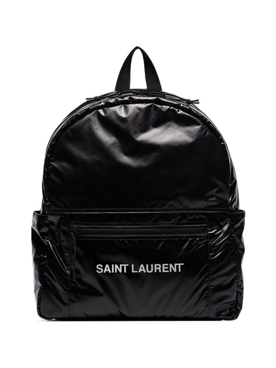 Saint Laurent Nuxx Logo Printed Backpack In Black