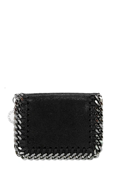 Stella Mccartney Alternative Material To Leather Wallet With Iconic Chain In Black