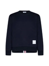 Thom Browne Tricolor Intarsia Design Cotton Sweatshirt In Blue