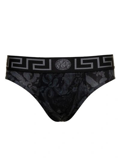 Versace Slip Barocco Monocrome In Black