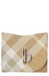 Burberry Rocking Horse Check Compact Wallet In Flax