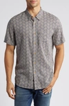 RAILS RAILS CARSON GEOMETRIC PRINT SHORT SLEEVE LINEN BLEND BUTTON-UP SHIRT