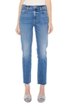 MOTHER THE RASCAL FRAYED ANKLE SLIM JEANS