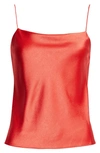 Alice And Olivia Harmon Draped Satin Tank Top In Bright Poppy