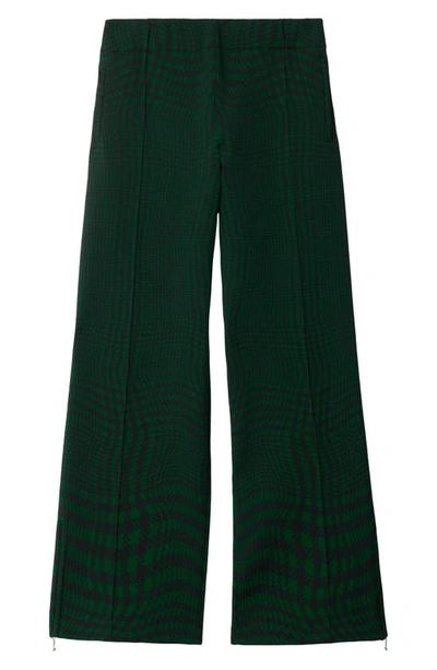 Burberry Warped Houndstooth Nylon Blend Track Trousers In Ivy