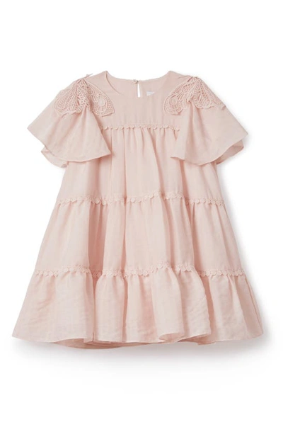 Reiss Kids' Leonie - Pink Senior Tiered Embroidered Dress, Uk 11-12 Yrs