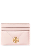 Tory Burch Kira Diamond Quilted Leather Card Case In Rose Salt
