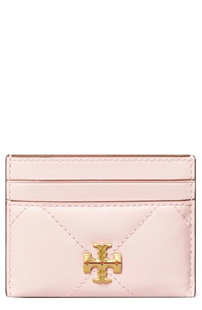 Tory Burch Kira Diamond Quilted Leather Card Case In Rose Salt