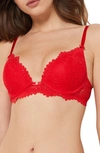 Etam Instant No. 2 Underwire Plunge Push-up Bra In Red