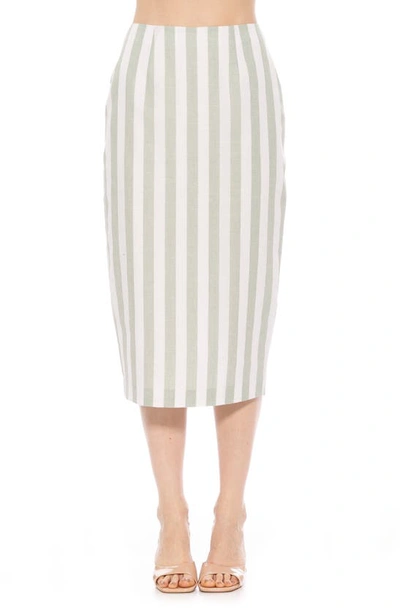 ALEXIA ADMOR ALEXIA ADMOR JACKI STRIPE LINEN MIDI PENCIL SKIRT