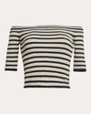 ELEVEN SIX WOMEN'S HELENE STRIPE OFF-SHOULDER SWEATER