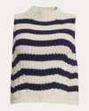 Eleven Six Women's Lily Stripe Sweater Tank In Ivory & Navy Stripe
