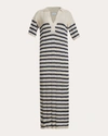 Eleven Six Women's Emmie Stripe Mesh Knit Midi Dress In Ivory & Navy Stripe