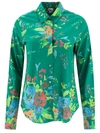 Aspesi Floral Print Round Hem Shirt In Green