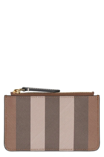 Burberry Striped Zipped Wallet In Brown