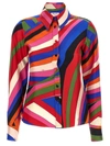 Pucci Iride Print Long-sleeved Shirt In Blu Fuxia