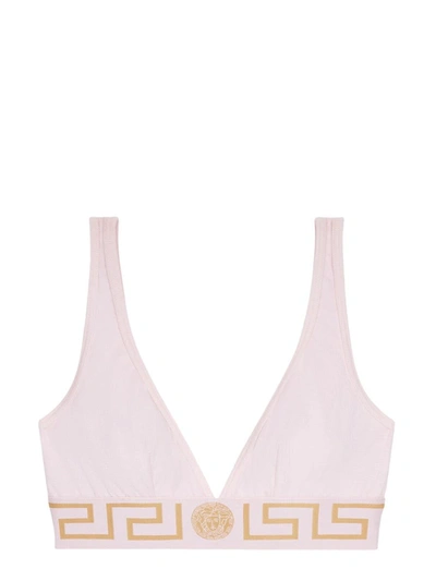 Versace Bralette With Greek Border In Pink