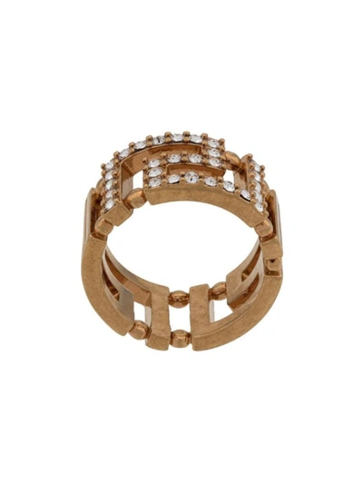 VERSACE VERSACE RING WITH GREEK KEY AND CRYSTALS