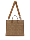 Versace Shopper Bag With Allover Logo In Multicolour