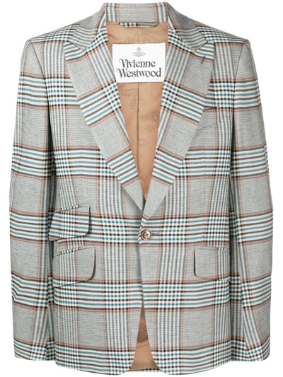 Vivienne Westwood Checked Single-breasted Blazer In Grey